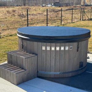 Ciubăr Nordic din fibră de sticlă Ø200 cu sobă externă și masaj