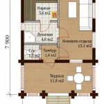 Plan saună LS-S142 – 5,4 × 7,9 m