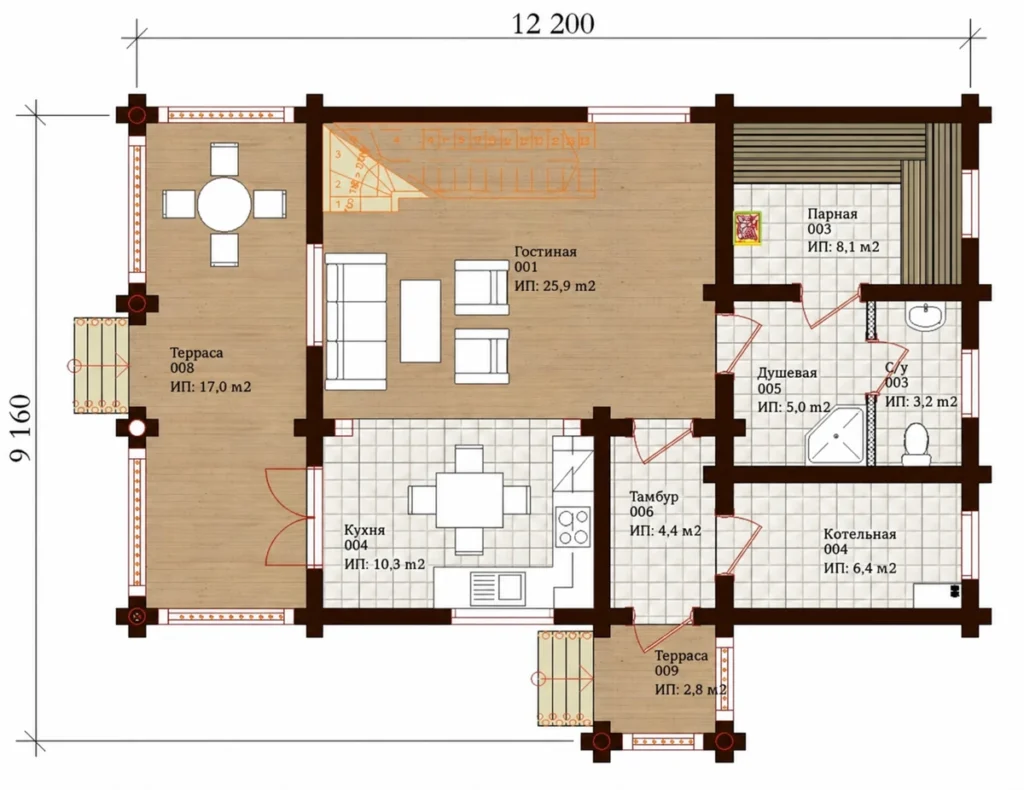 Plan parter saună LS-S144