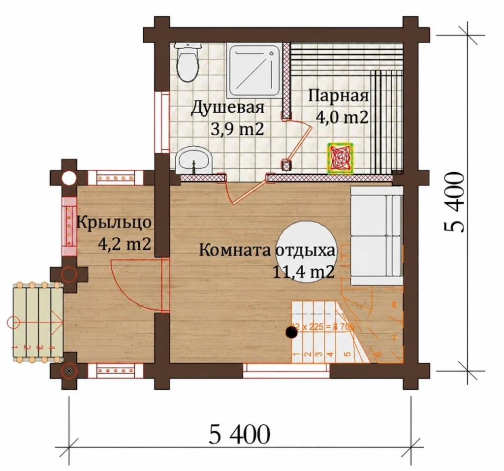 Plan parter saună LS-S145