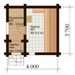 Plan saună LS-S146, 4 × 3,7 m