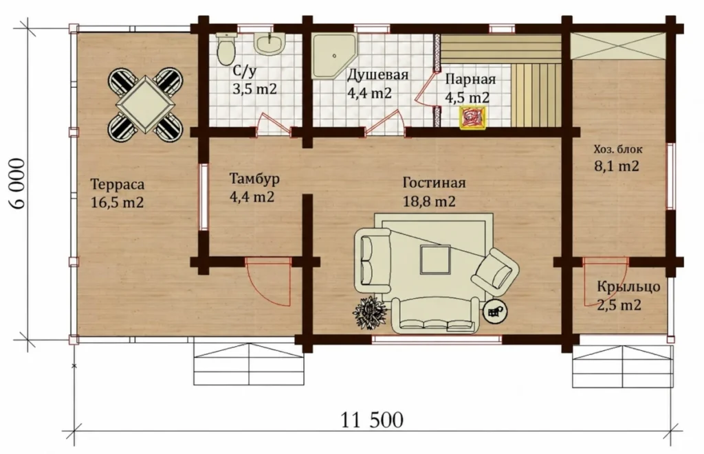 Plan saună LS-S148