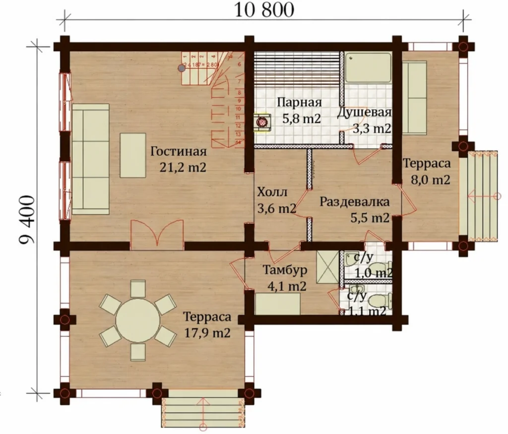 Plan parter saună LS-S165